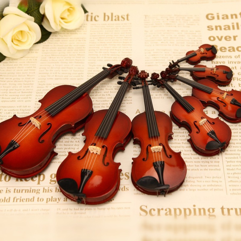 Musical Instrument Old - Tiny Viool Beeldje Handgemaakte Houten Miniatuur