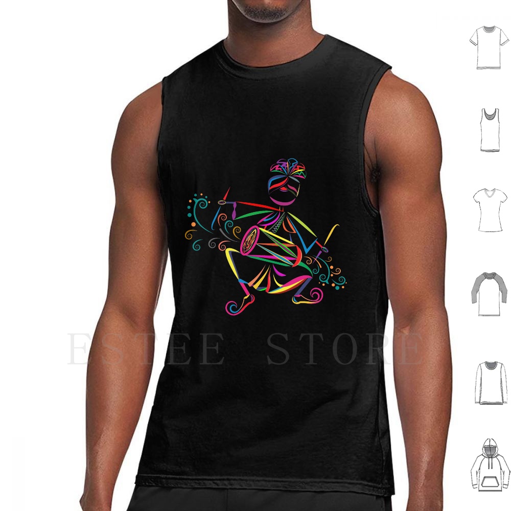 Musical Instrument In India - Dhol Speler Tank Tops Vest Mouwloos