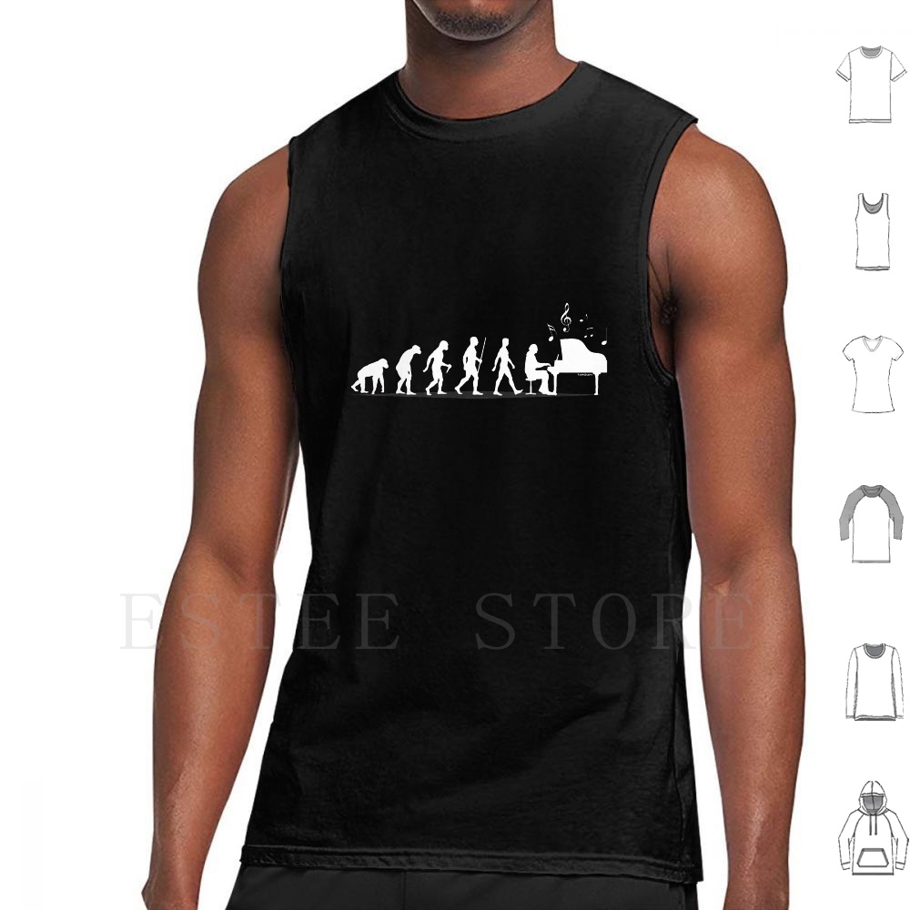 The History Of Musical Instrument - Piano Evolution Tanktops Vest Katoen Muziekinstrument