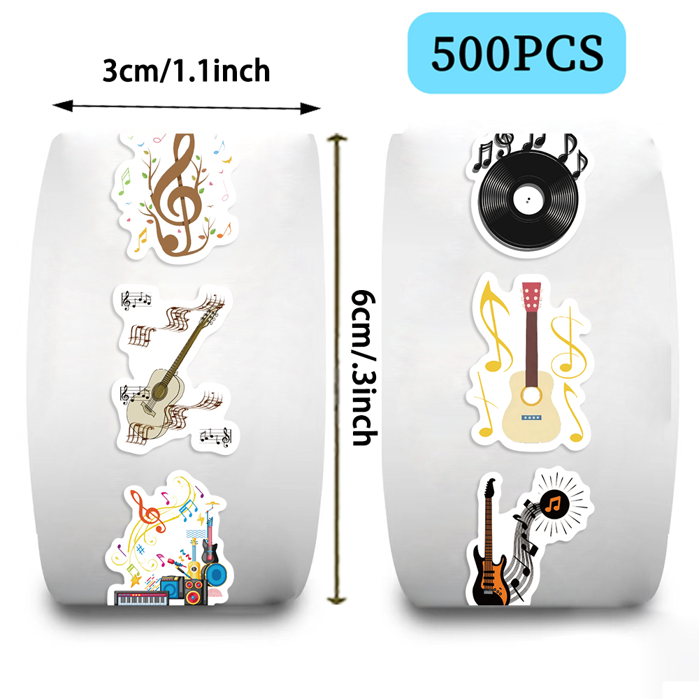 Musical Instrument Old - 500 STKS Muziekthema Stickers Roll Cartoon