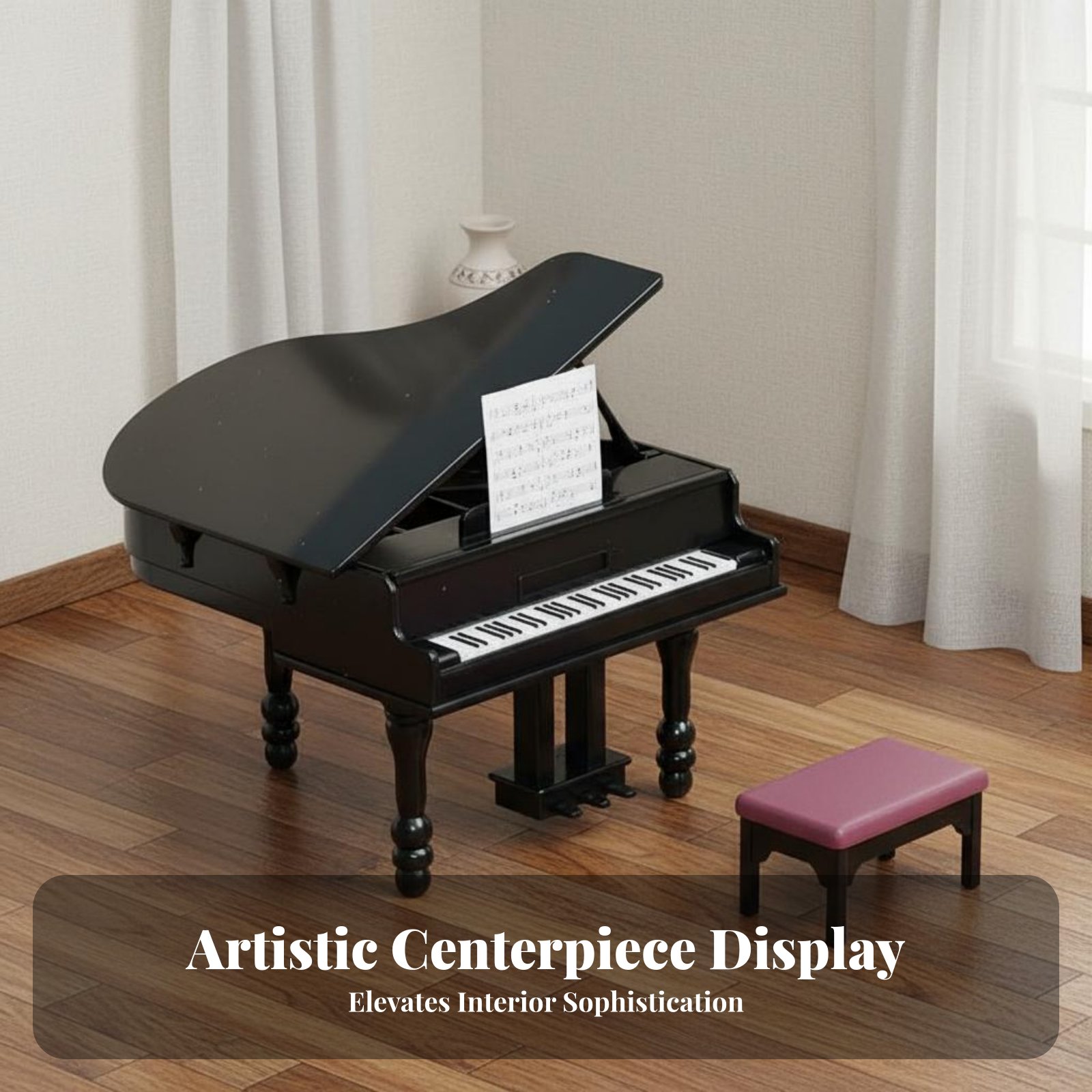 Musical Instrument Old - Poppenhuispiano met bankje Fotografie-attributen Miniatuurpiano en