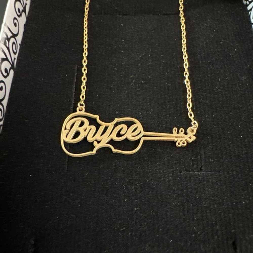 Musical Instrument And Names - Aangepaste gepersonaliseerde viool ketting verguld roestvrij