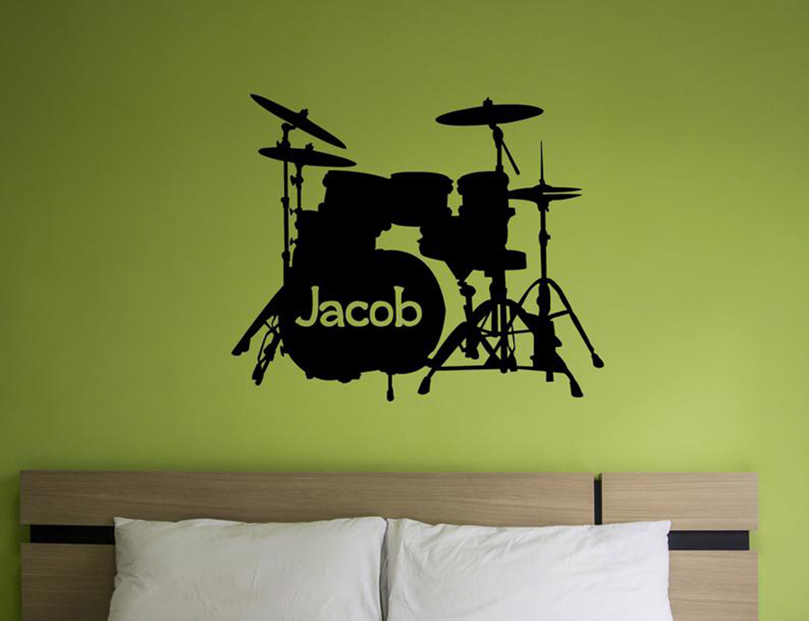 Drum Set Muurtattoo Custom Naa - Musical Instrument And Names recensie en prijs